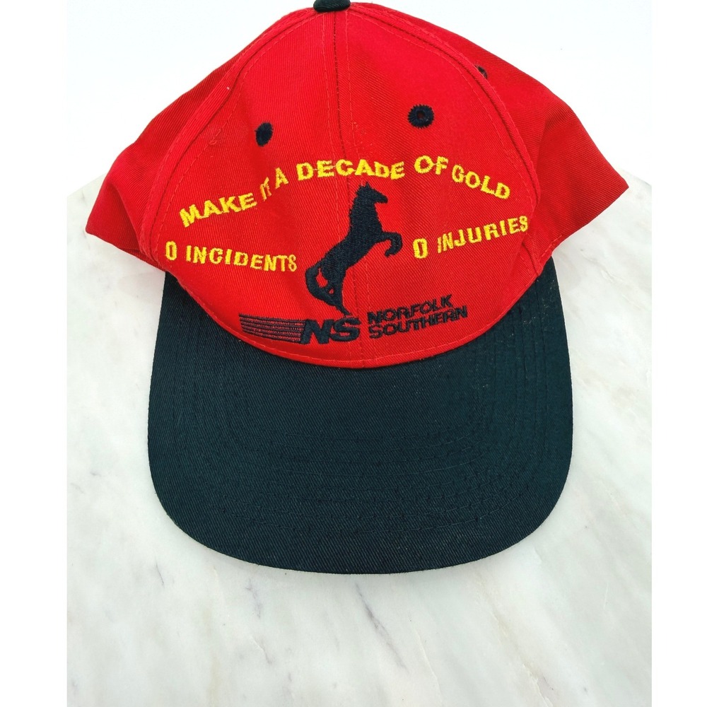 Vintage Norfolk Southern Railway Harriman Gold Medals Snapback Hat Red Black